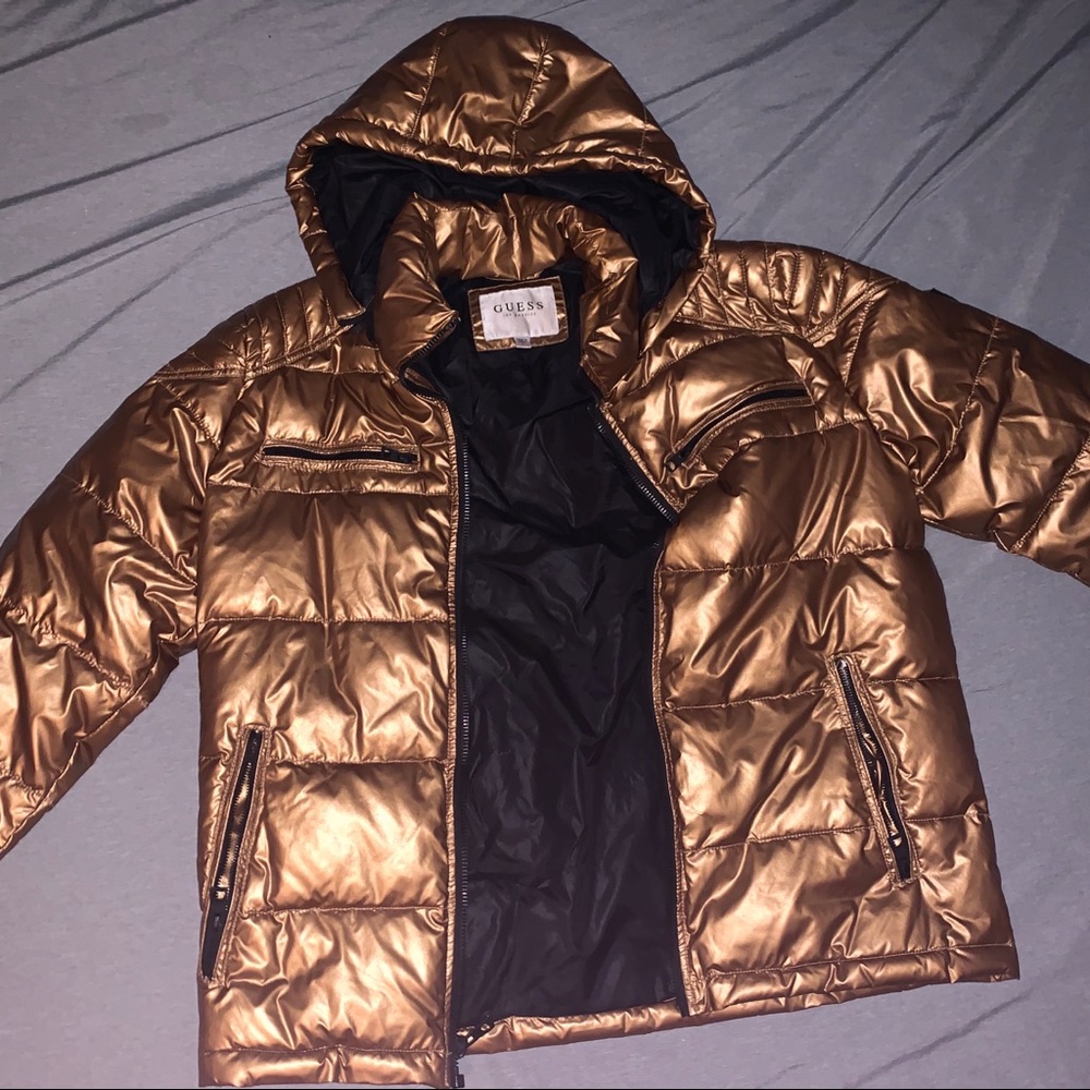 [𝗦𝗢𝗟𝗗] Guess Metallic Gold Puffer Jacket